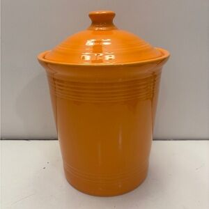 FIESTA WARE large CANISTER utensil CROCK LID tangerine orange